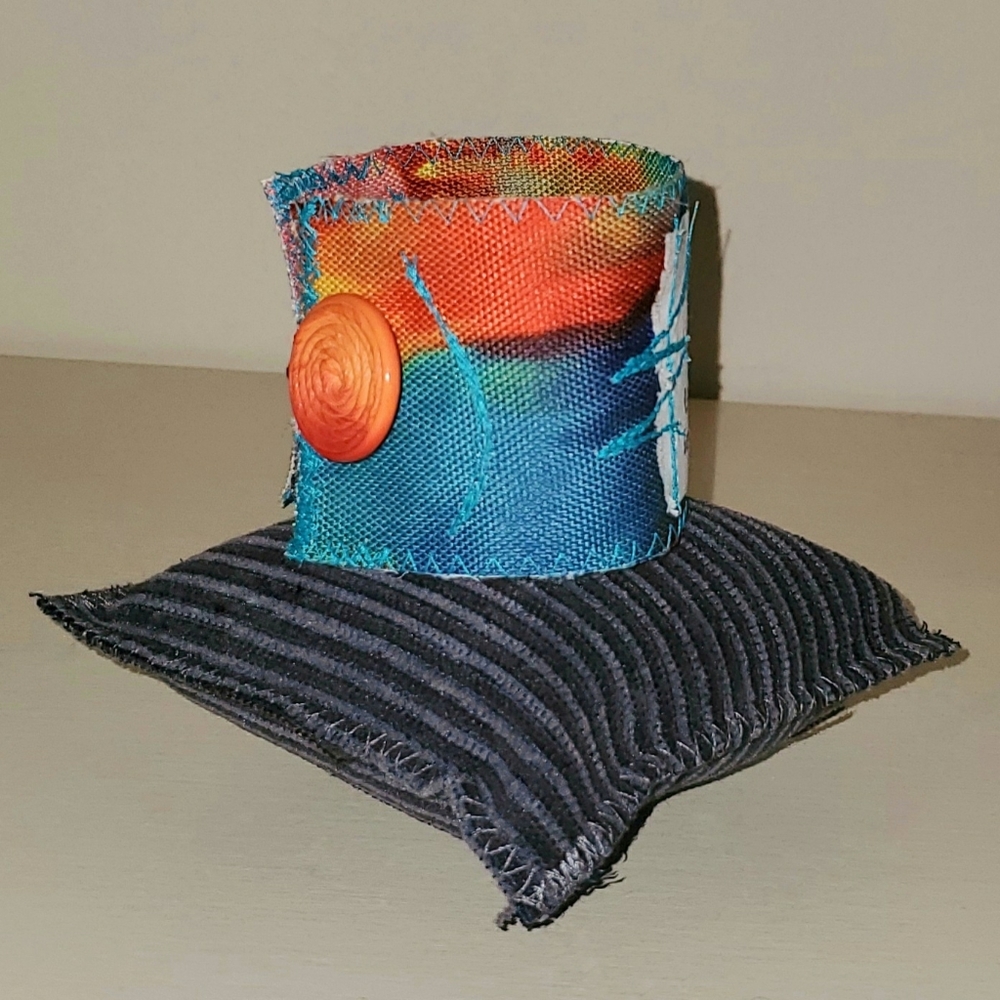 Sun & Moon Cuff Bracelet Wide Tie Dye Fabric Print - Picture 7 of 12